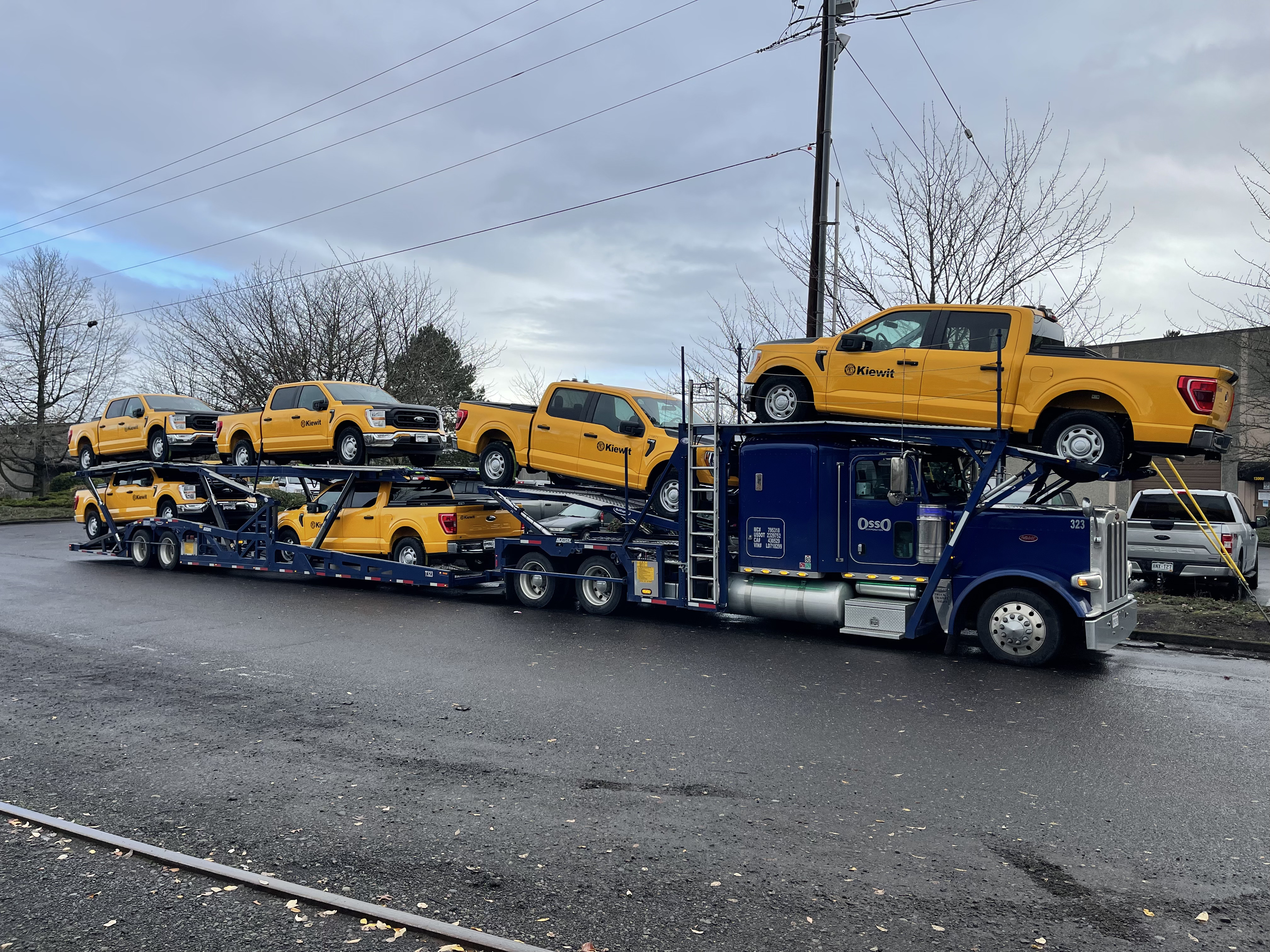 Car hauler on highway